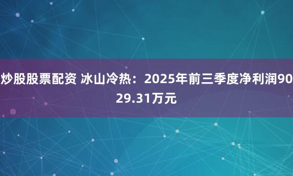 炒股股票配资 冰山冷热：2025年前三季度净利润9029.31万元