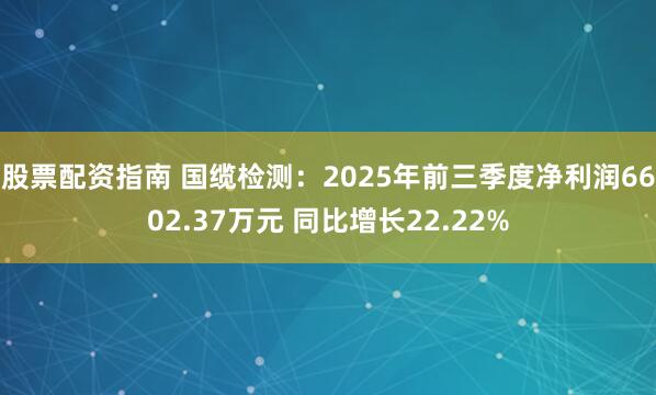 股票配资指南 国缆检测：2025年前三季度净利润6602.37万元 同比增长22.22%