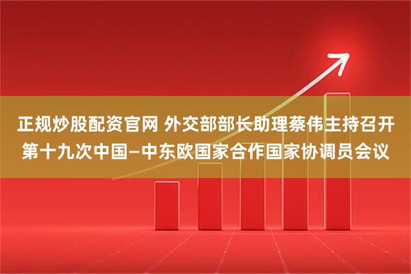 正规炒股配资官网 外交部部长助理蔡伟主持召开第十九次中国—中东欧国家合作国家协调员会议